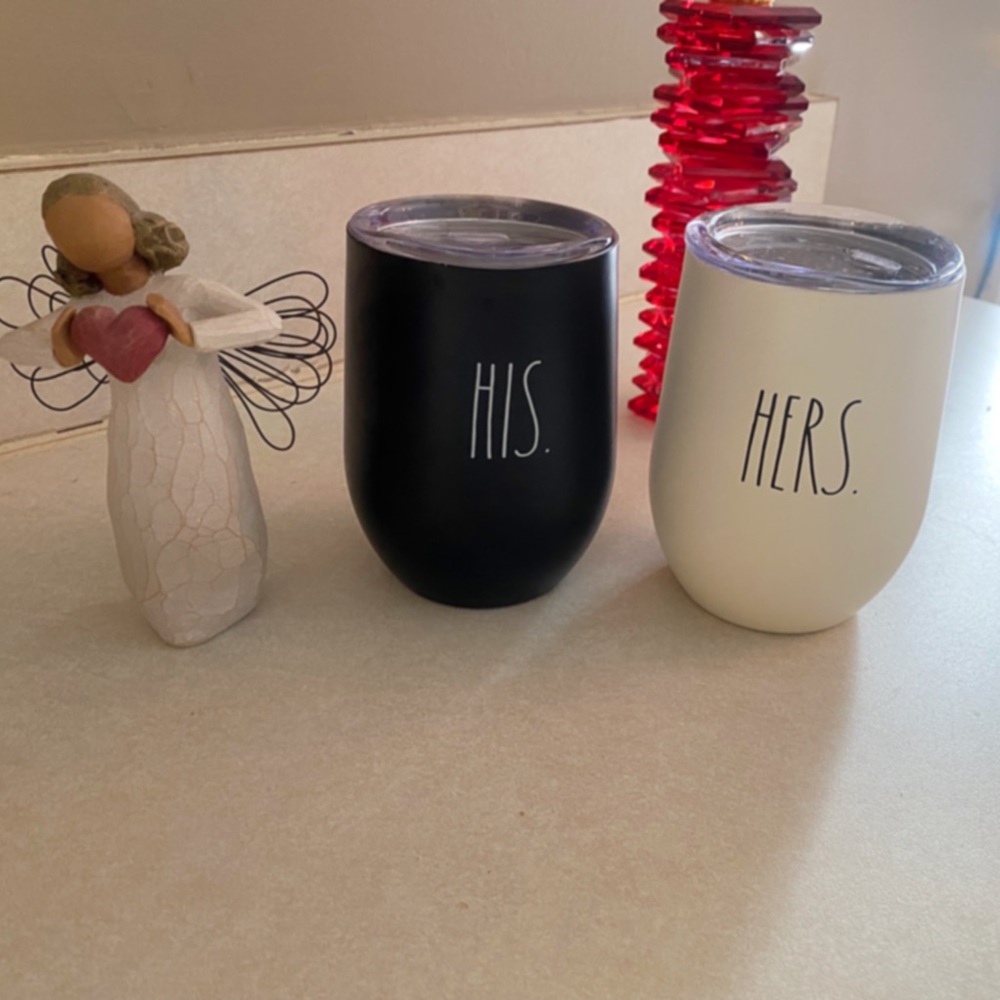 ♥️💖 HIS & HERS Rae Dunn Wine Glasses Stainless Steel Insulated Goblets